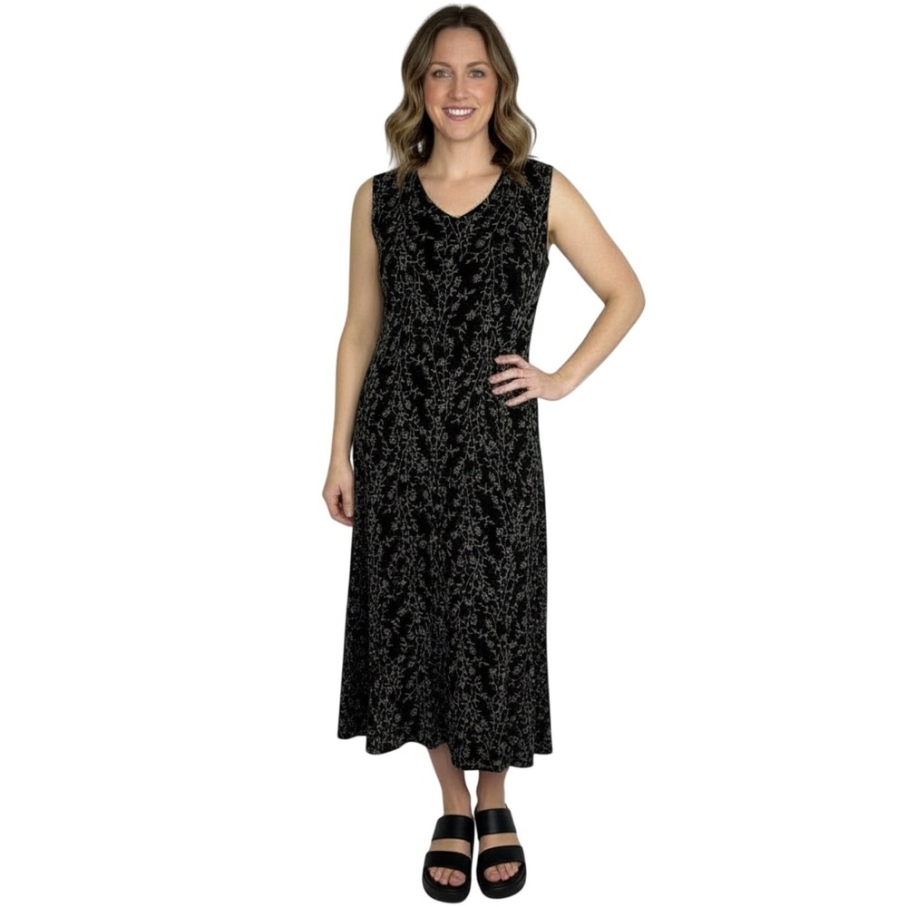 Ronni Nicole Size 14 Black & Beige Floral Stretchy Dress Whimsigoth Dark Fairy
